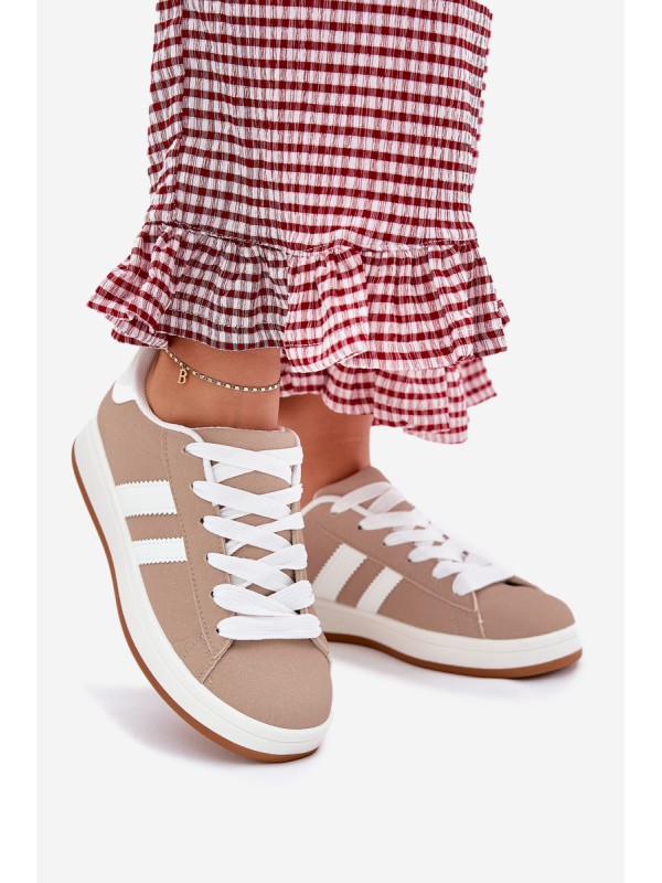 Women's Sports Shoes Sneakers Made Of Eco Leather Dark Beige Ravina