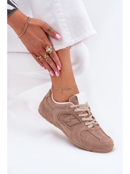 Ladies Sports Shoes Made Of Eco Suede Dark Beige Dorella