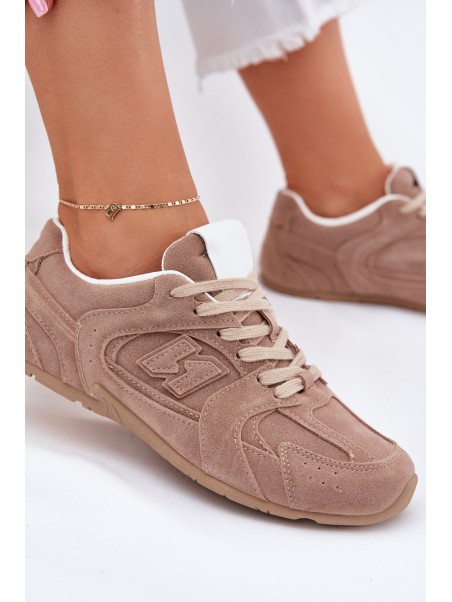 Ladies Sports Shoes Made Of Eco Suede Dark Beige Dorella