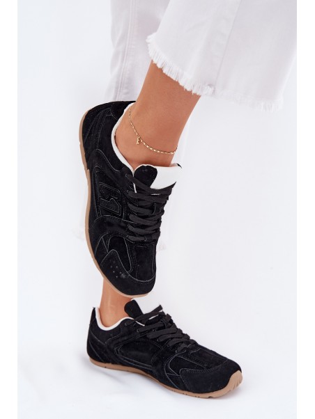 Women's Sports Shoes Made Of Eco Suede Black Dorella