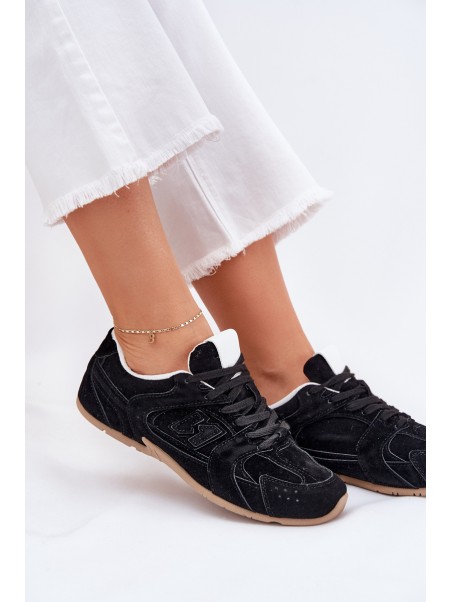 Women's Sports Shoes Made Of Eco Suede Black Dorella