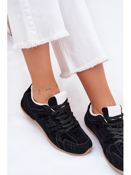 Women's Sports Shoes Made Of Eco Suede Black Dorella