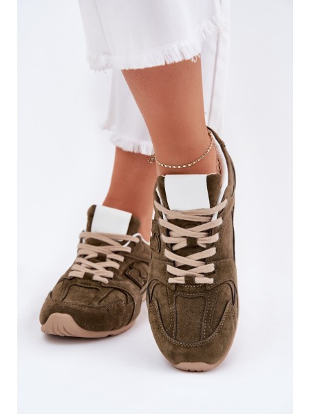 Ladies Sports Shoes Made Of Eco Suede Dark Green Dorella