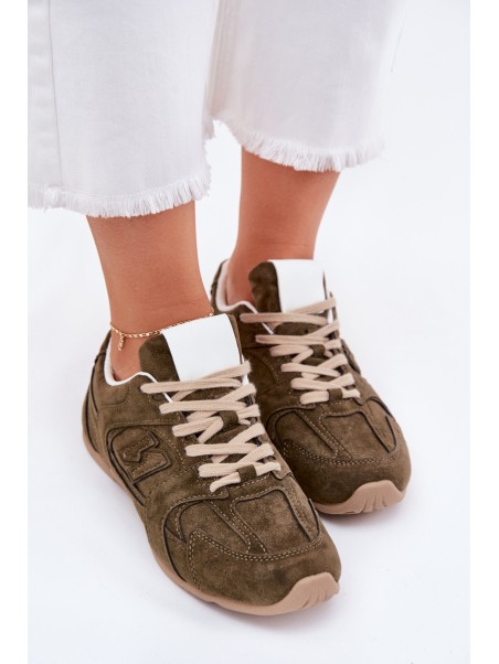 Ladies Sports Shoes Made Of Eco Suede Dark Green Dorella
