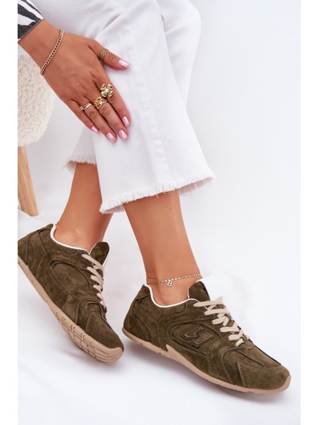 Ladies Sports Shoes Made Of Eco Suede Dark Green Dorella