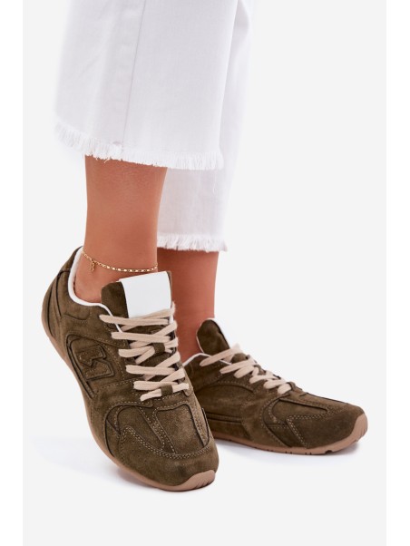 Ladies Sports Shoes Made Of Eco Suede Dark Green Dorella