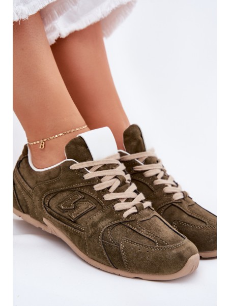 Ladies Sports Shoes Made Of Eco Suede Dark Green Dorella
