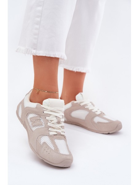 Women's Sports Shoes Made Of Eco Suede White-Beige Dorella