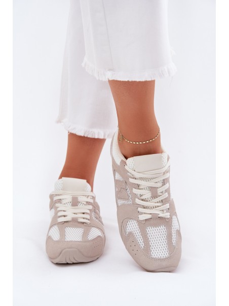Women's Sports Shoes Made Of Eco Suede White-Beige Dorella