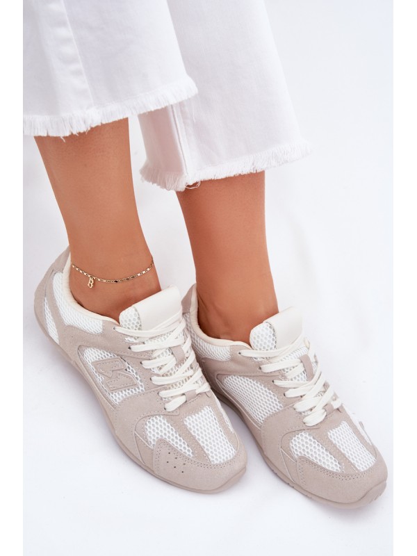 Women's Sports Shoes Made Of Eco Suede White-Beige Dorella
