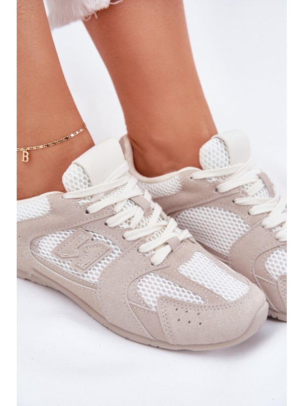 Women's Sports Shoes Made Of Eco Suede White-Beige Dorella