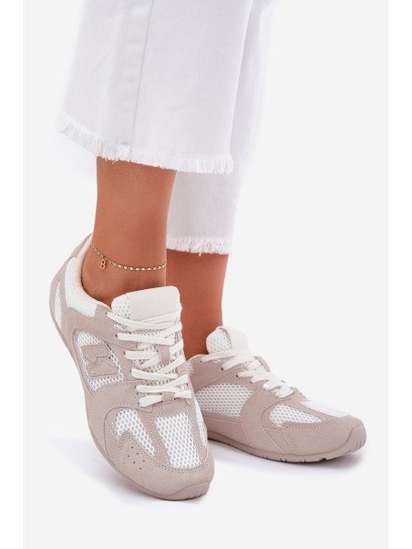 Women's Sports Shoes Made Of Eco Suede White-Beige Dorella