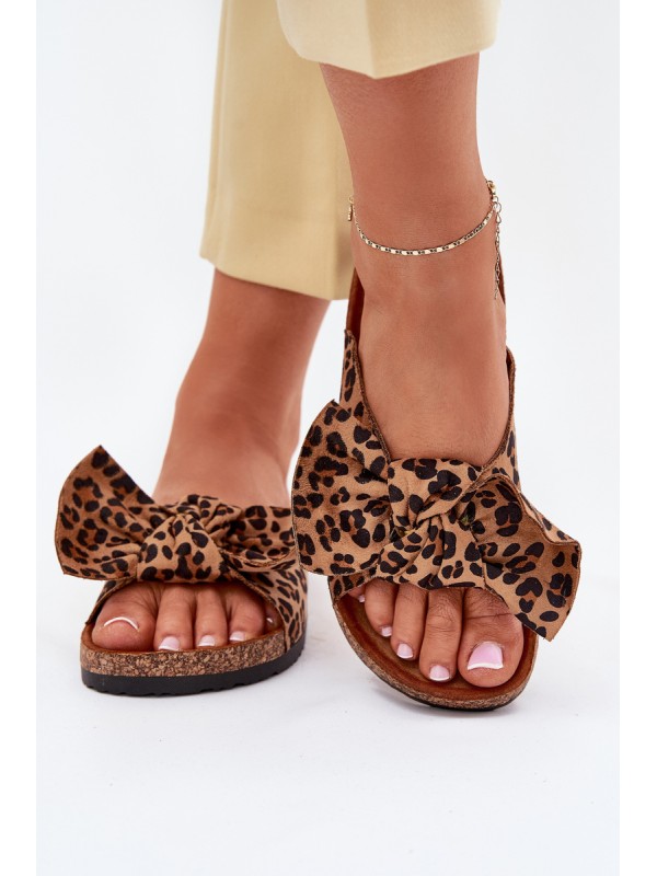 Ladies Slippers With Clear On Cork Sole Leopard Brown Sercele 2