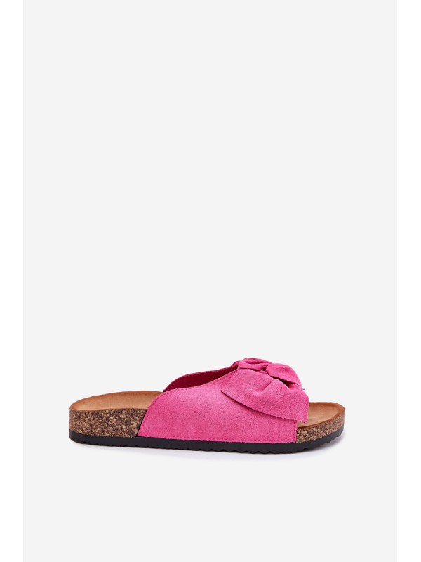 Women's Cork Sole Slippers With Bow Fuchsia Seressa Women's Cork Sole Slippers With Bow Fuchsia Seressa