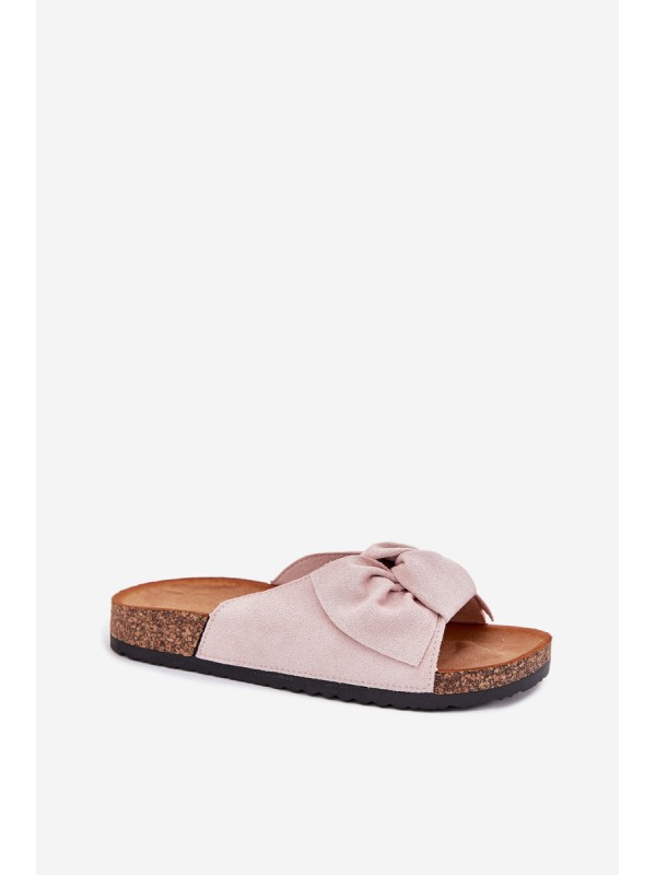 Ladies sandals on cork sole with bow light pink Seressa Ladies sandals on cork sole with bow light pink Seressa