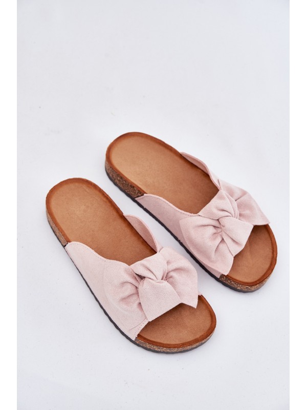 Ladies sandals on cork sole with bow light pink Seressa Ladies sandals on cork sole with bow light pink Seressa
