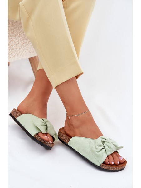Women's Sandals On Cork Sole With Bow Mint Seressa