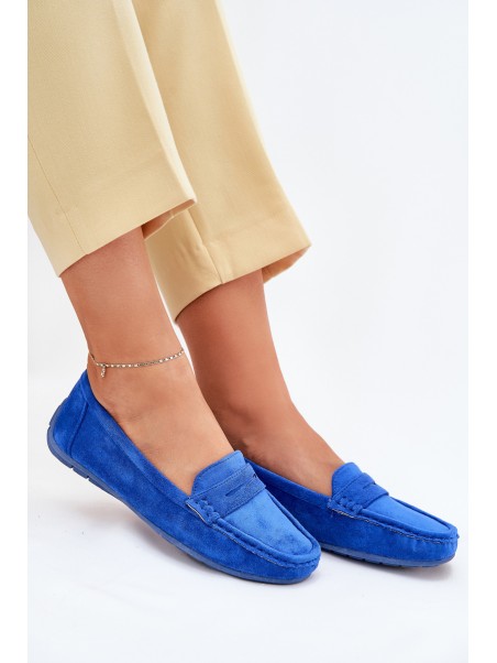 Ladies Suede Moccasins Cobalt Lenvie