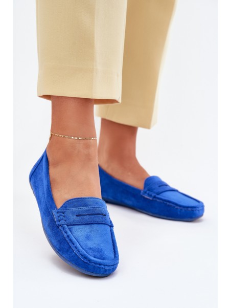 Ladies Suede Moccasins Cobalt Lenvie