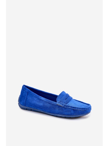 Ladies Suede Moccasins Cobalt Lenvie