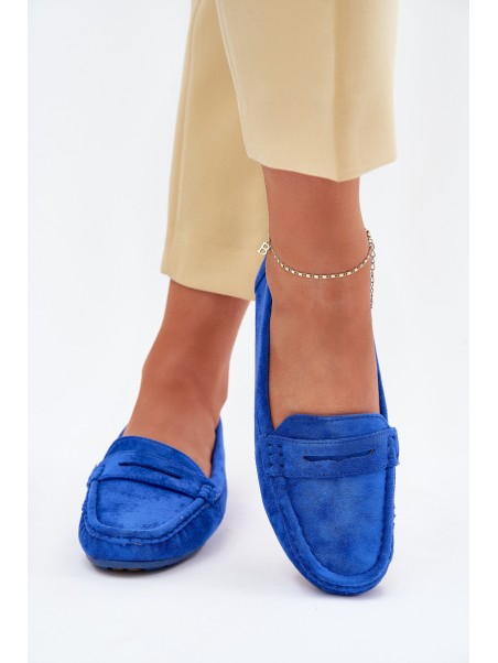 Ladies Suede Moccasins Cobalt Lenvie