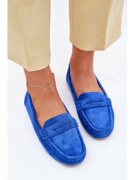 Ladies Suede Moccasins Cobalt Lenvie