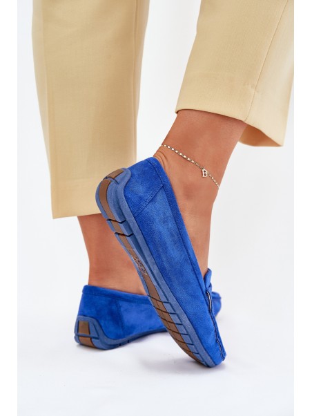 Ladies Suede Moccasins Cobalt Lenvie
