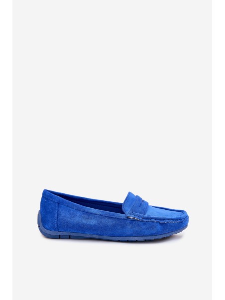 Ladies Suede Moccasins Cobalt Lenvie