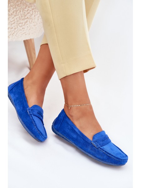 Ladies Suede Moccasins Cobalt Lenvie