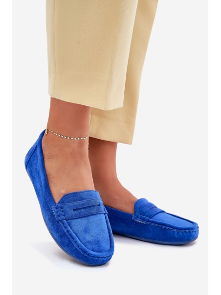 Ladies Suede Moccasins Cobalt Lenvie