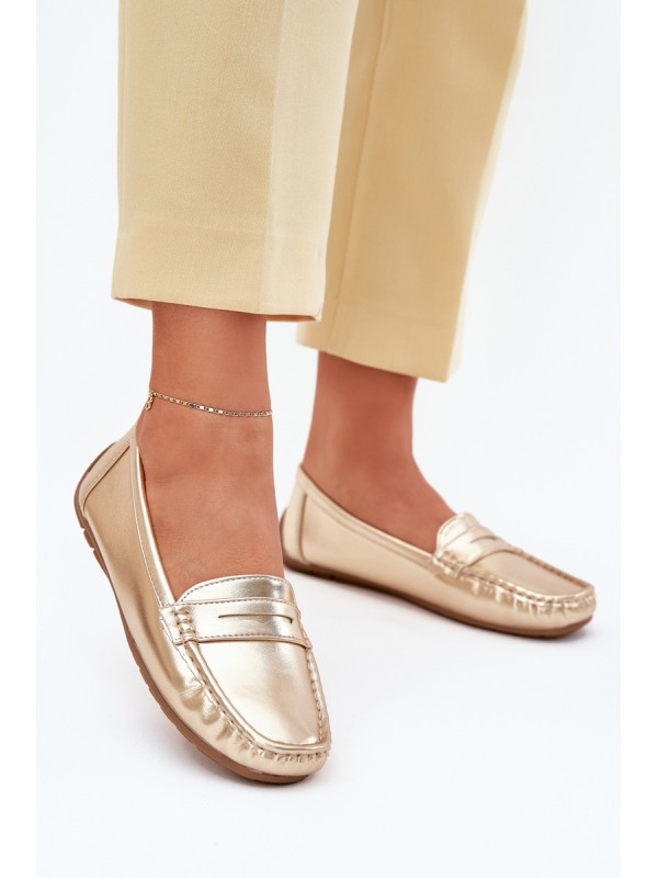 Ladies Eco Leather Moccasins Gold Lenvie