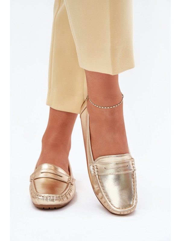 Ladies Eco Leather Moccasins Gold Lenvie 2