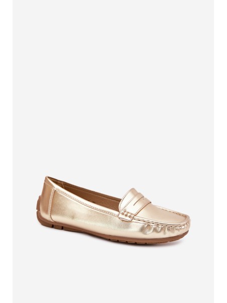 Ladies Eco Leather Moccasins Gold Lenvie