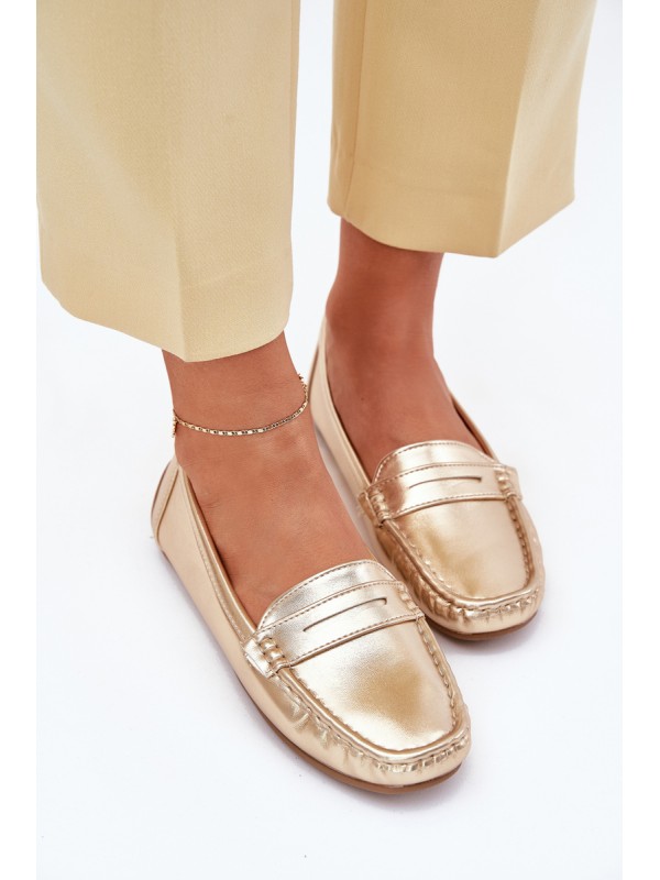 Ladies Eco Leather Moccasins Gold Lenvie