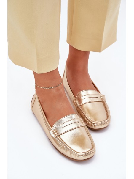 Ladies Eco Leather Moccasins Gold Lenvie