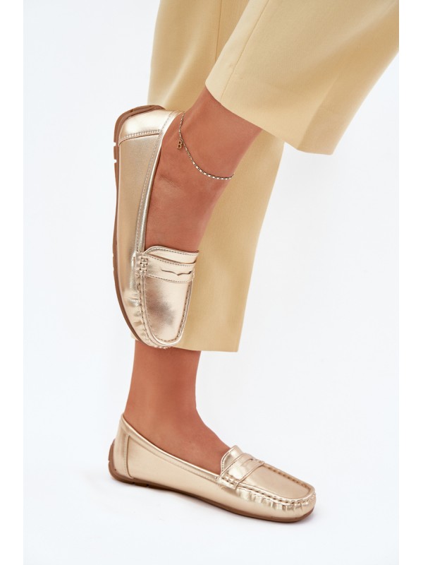 Ladies Eco Leather Moccasins Gold Lenvie