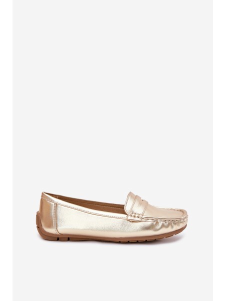 Ladies Eco Leather Moccasins Gold Lenvie