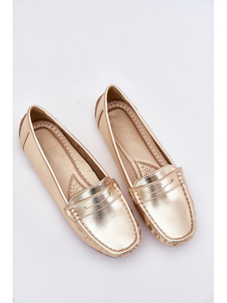 Ladies Eco Leather Moccasins Gold Lenvie