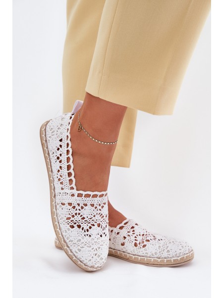 Nėriniuotos moteriškos espadrilės su baltomis detalėmis... 