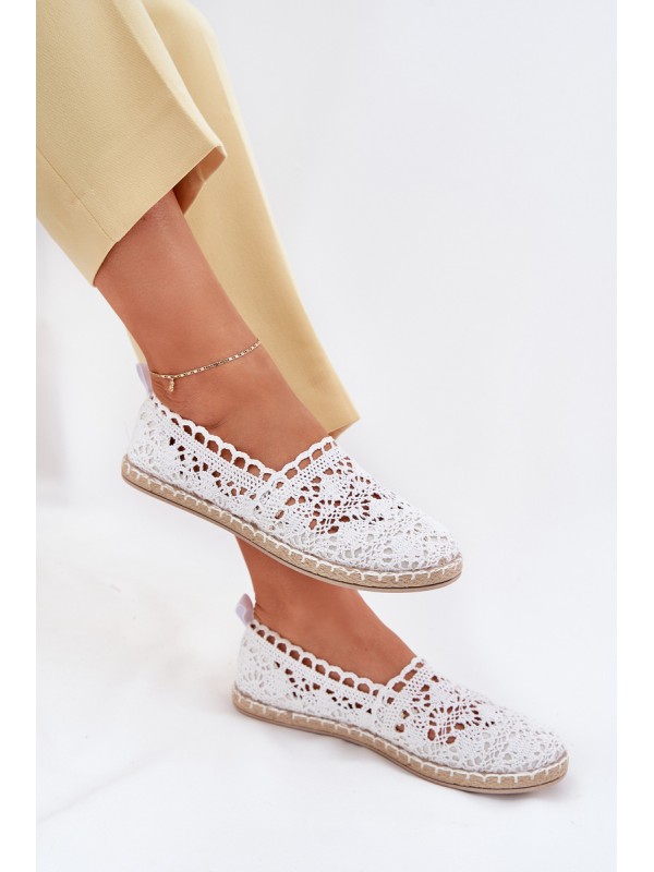 Nėriniuotos moteriškos espadrilės su baltomis detalėmis... 