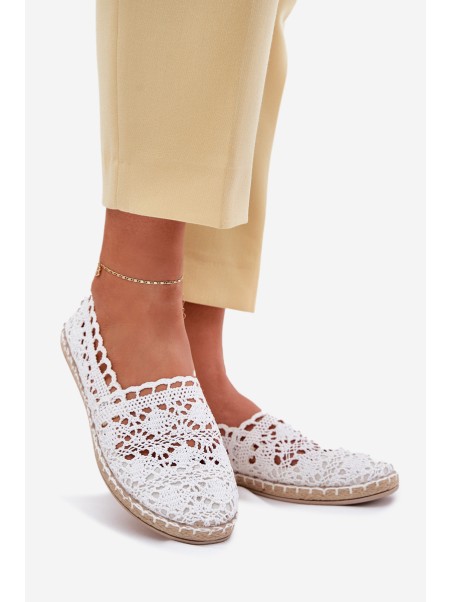 Nėriniuotos moteriškos espadrilės su baltomis detalėmis... 