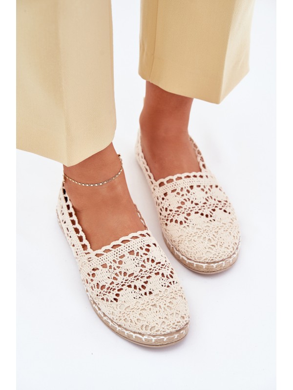 Nėriniuotos moteriškos smėlio spalvos espadrilės Adelira