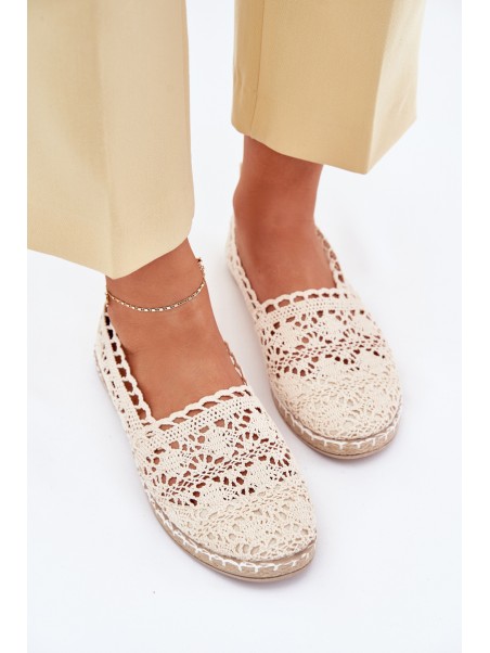 Nėriniuotos moteriškos smėlio spalvos espadrilės Adelira