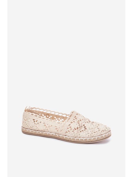 Nėriniuotos moteriškos smėlio spalvos espadrilės Adelira