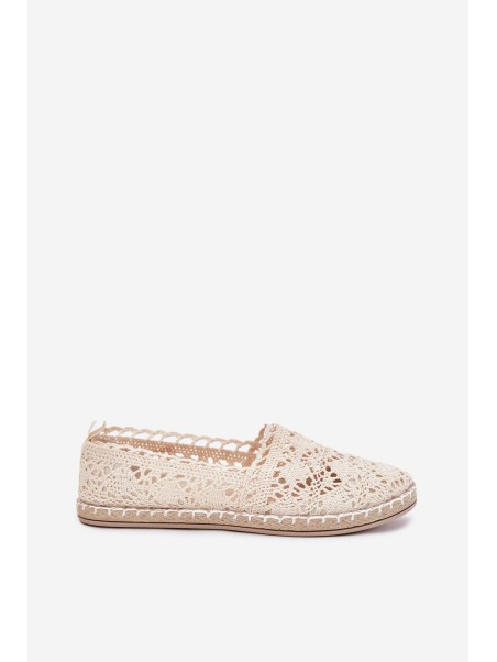 Nėriniuotos moteriškos smėlio spalvos espadrilės Adelira