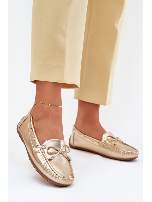 Women's eco leather loafers gold Si Passione