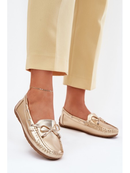 Women's eco leather loafers gold Si Passione