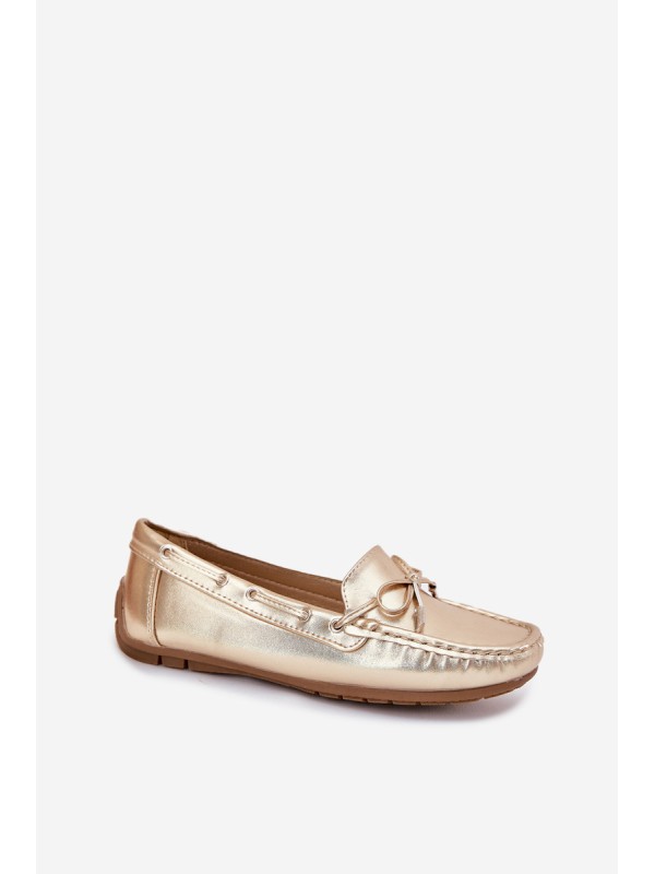 Women's eco leather loafers gold Si Passione
