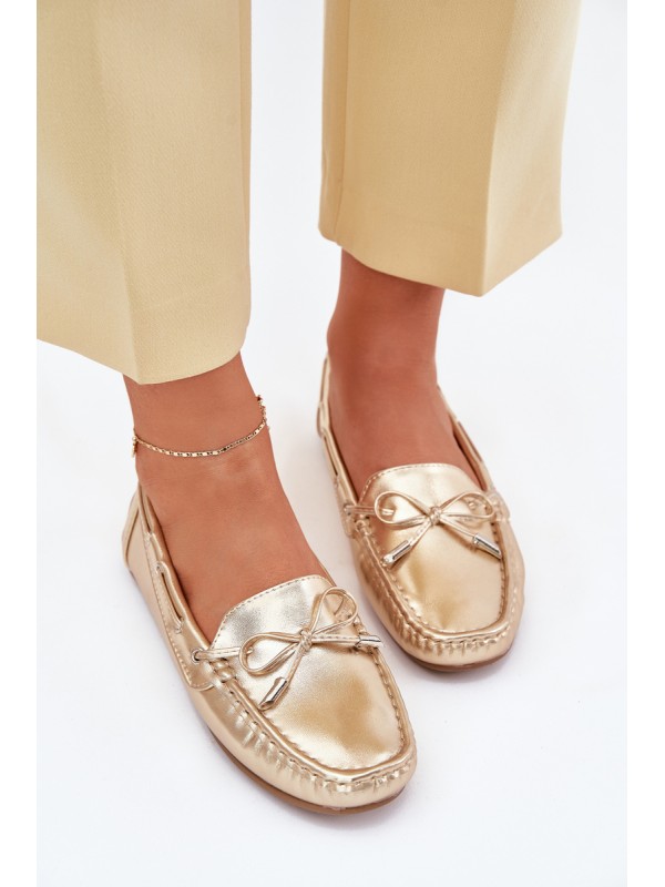 Women's eco leather loafers gold Si Passione