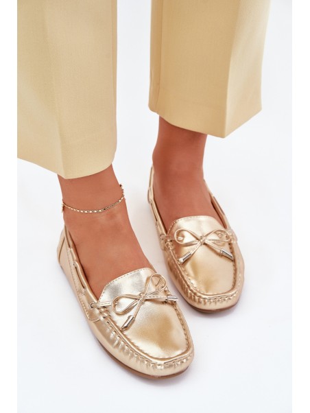 Women's eco leather loafers gold Si Passione